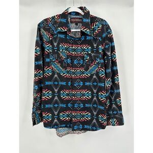 Rock & Roll Men Aztec Pearl Snap Western Shirt Sz M Cowboy Bold Rodeo Honky Tonk